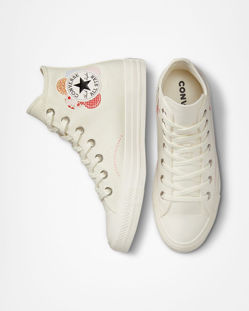 Tenisi Inalti Dama Converse Chuck Taylor All Star Crafted Patchwork Bej Portocalii Roz Negrii | RO PVYWG137